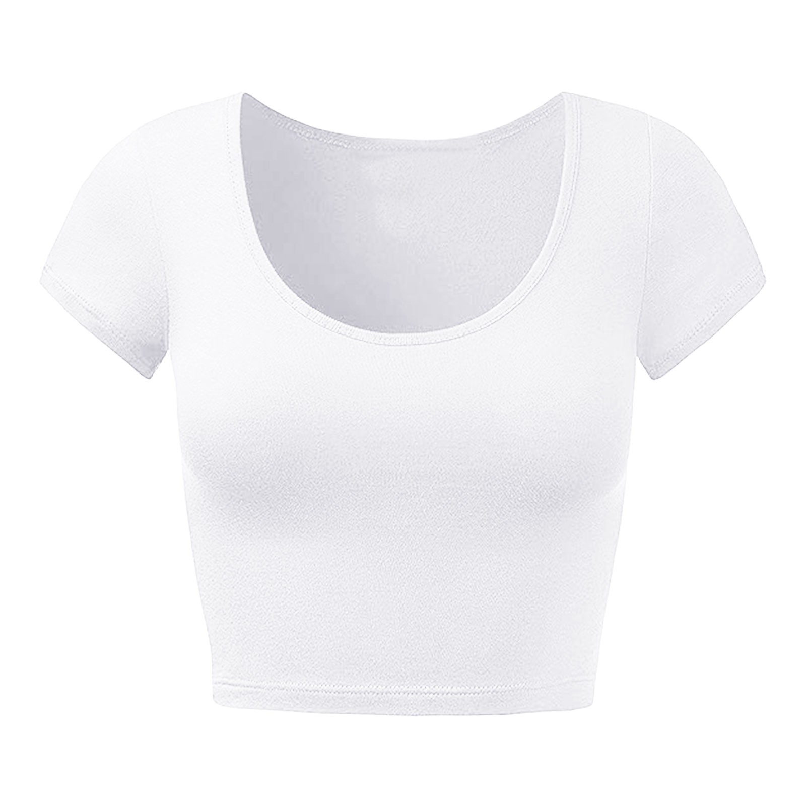 thumbnail image 5 of Crop top de manga corta para mujer - Camiseta ajustada de cuello redondo para uso informal/playa (S-XL), 5 of 5